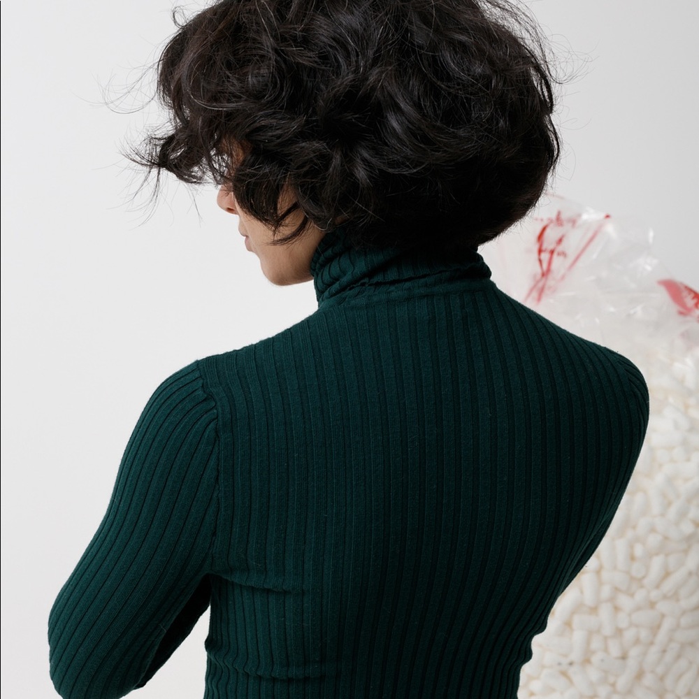 GIU GIU nonna turtleneck DERBY GREEN Small NWOT